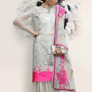 Silver and Pink Pakistani Outfit